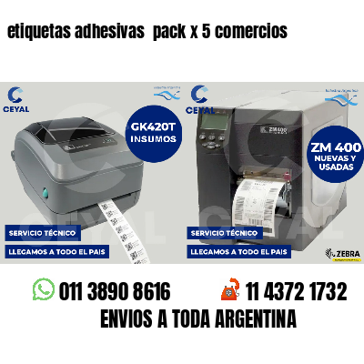 etiquetas adhesivas  pack x 5 comercios