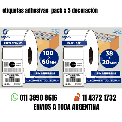etiquetas adhesivas  pack x 5 decoración