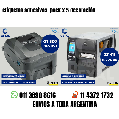 etiquetas adhesivas  pack x 5 decoración
