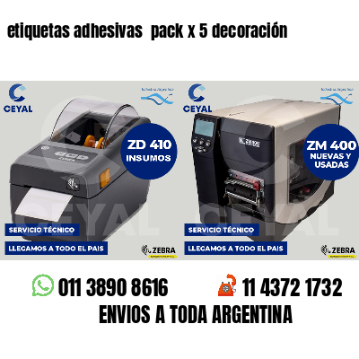 etiquetas adhesivas  pack x 5 decoración
