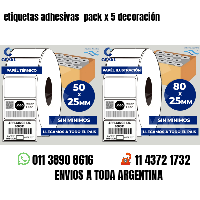 etiquetas adhesivas  pack x 5 decoración
