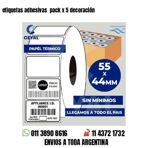 etiquetas adhesivas  pack x 5 decoración