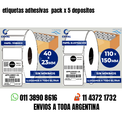 etiquetas adhesivas  pack x 5 depositos