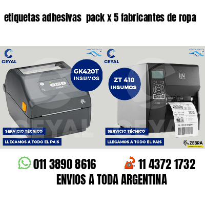etiquetas adhesivas  pack x 5 fabricantes de ropa