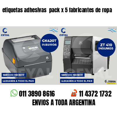 etiquetas adhesivas  pack x 5 fabricantes de ropa