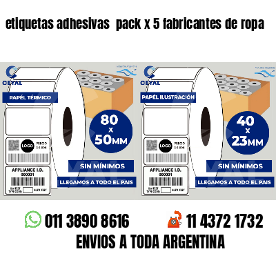etiquetas adhesivas  pack x 5 fabricantes de ropa