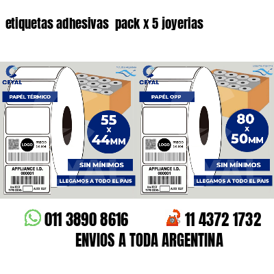 etiquetas adhesivas  pack x 5 joyerias