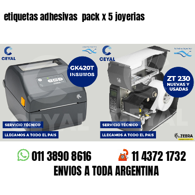 etiquetas adhesivas pack x 5 joyerias
