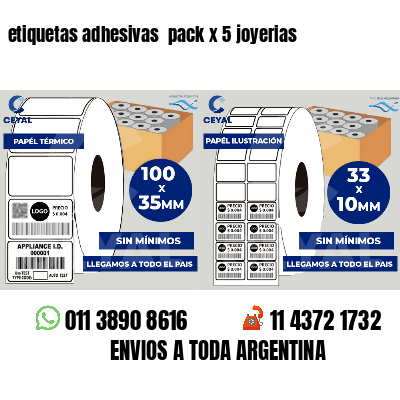 etiquetas adhesivas pack x 5 joyerias