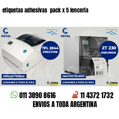 etiquetas adhesivas  pack x 5 lenceria