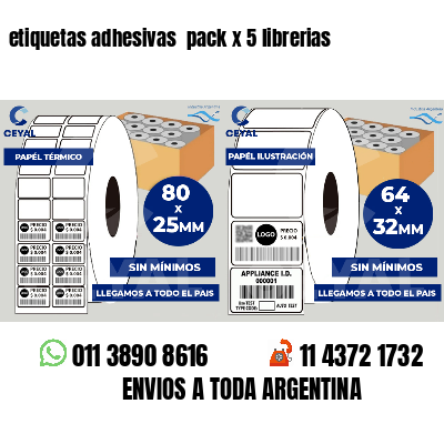 etiquetas adhesivas  pack x 5 librerias