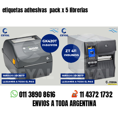 etiquetas adhesivas pack x 5 librerias