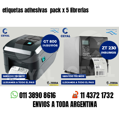etiquetas adhesivas  pack x 5 librerias