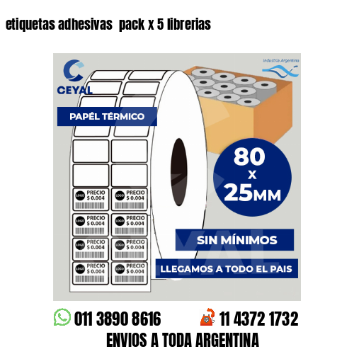 etiquetas adhesivas  pack x 5 librerias