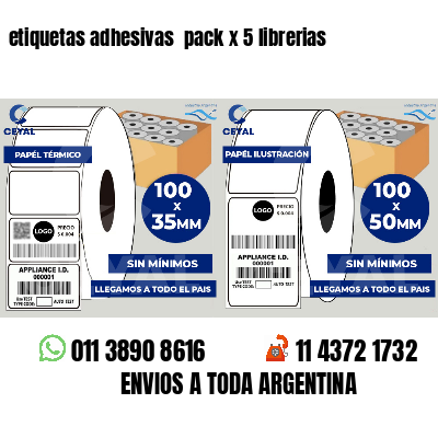 etiquetas adhesivas pack x 5 librerias