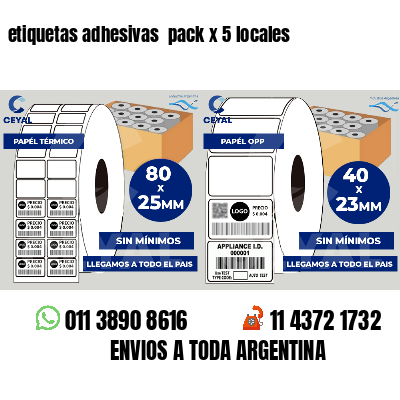etiquetas adhesivas  pack x 5 locales