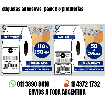 etiquetas adhesivas  pack x 5 pinturerías
