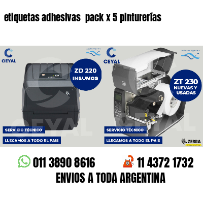 etiquetas adhesivas  pack x 5 pinturerías
