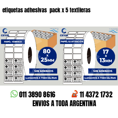 etiquetas adhesivas  pack x 5 textileras