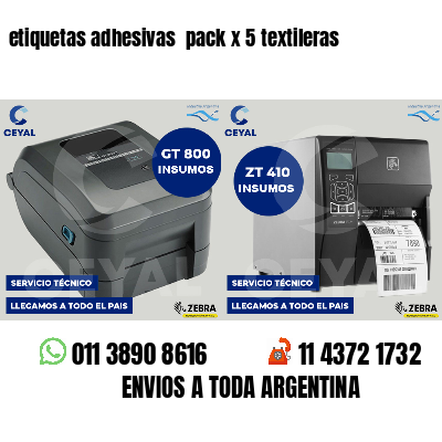 etiquetas adhesivas  pack x 5 textileras