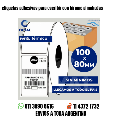 etiquetas adhesivas para escribir con birome almohadas