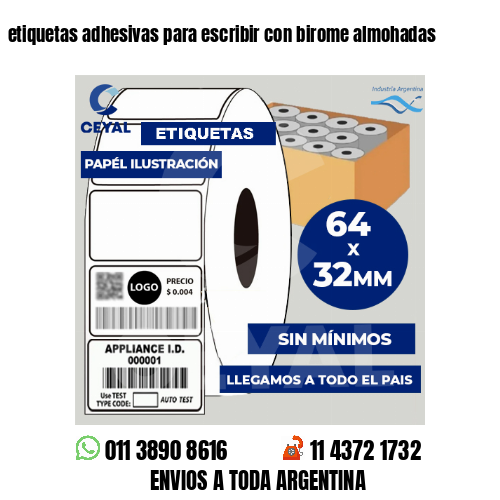 etiquetas adhesivas para escribir con birome almohadas