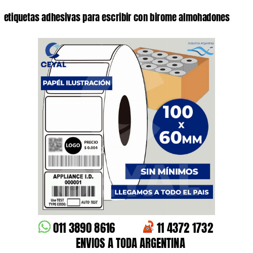 etiquetas adhesivas para escribir con birome almohadones