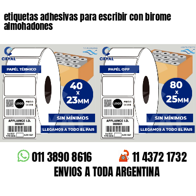 etiquetas adhesivas para escribir con birome almohadones