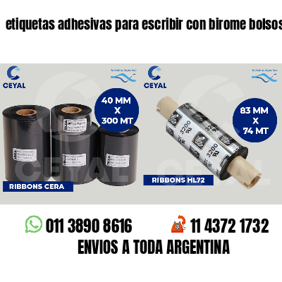 etiquetas adhesivas para escribir con birome bolsos