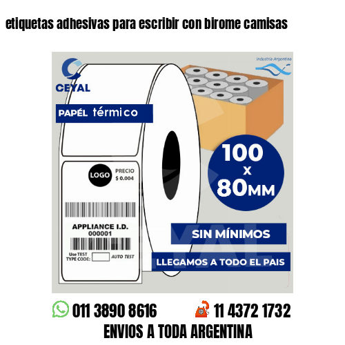 etiquetas adhesivas para escribir con birome camisas