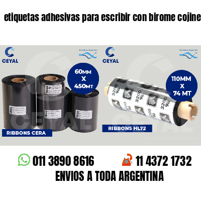 etiquetas adhesivas para escribir con birome cojines