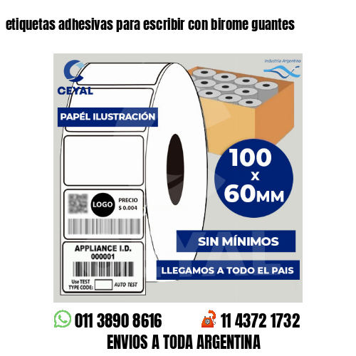 etiquetas adhesivas para escribir con birome guantes