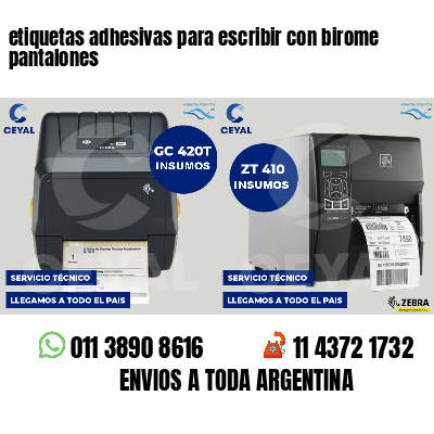 etiquetas adhesivas para escribir con birome pantalones