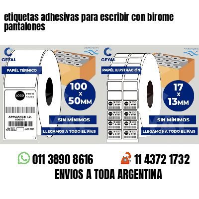etiquetas adhesivas para escribir con birome pantalones