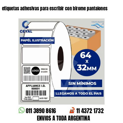 etiquetas adhesivas para escribir con birome pantalones