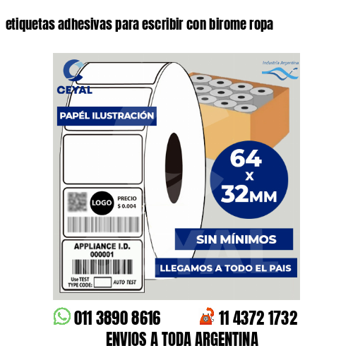 etiquetas adhesivas para escribir con birome ropa