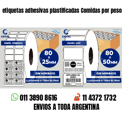 etiquetas adhesivas plastificadas Comidas por peso
