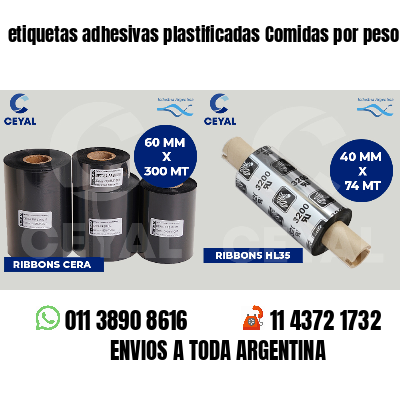 etiquetas adhesivas plastificadas Comidas por peso