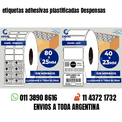 etiquetas adhesivas plastificadas Despensas