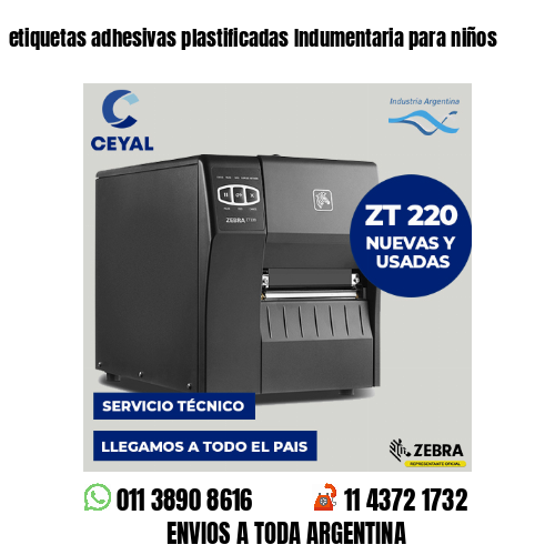 etiquetas adhesivas plastificadas Indumentaria para niños