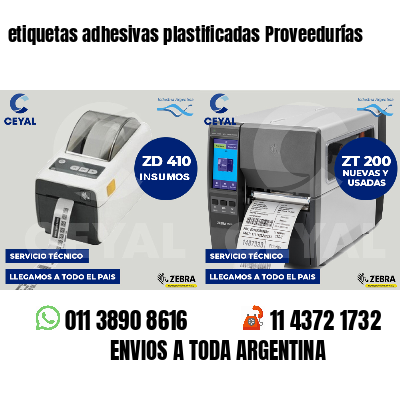 etiquetas adhesivas plastificadas Proveedurías