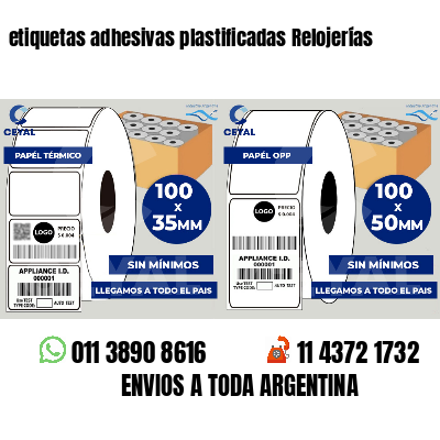 etiquetas adhesivas plastificadas Relojerías