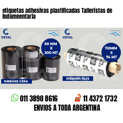 etiquetas adhesivas plastificadas Talleristas de indumnentaria
