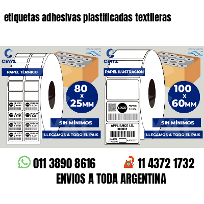 etiquetas adhesivas plastificadas textileras