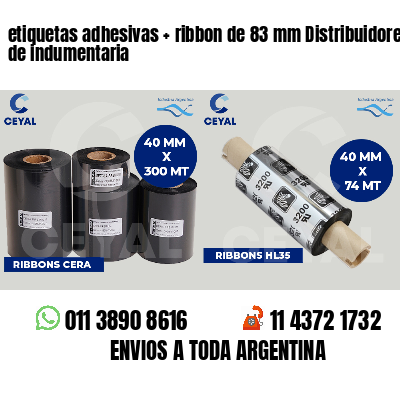etiquetas adhesivas   ribbon de 83 mm Distribuidores de indumentaria