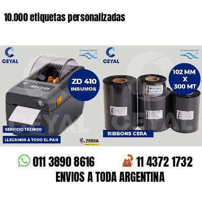10.000 etiquetas personalizadas