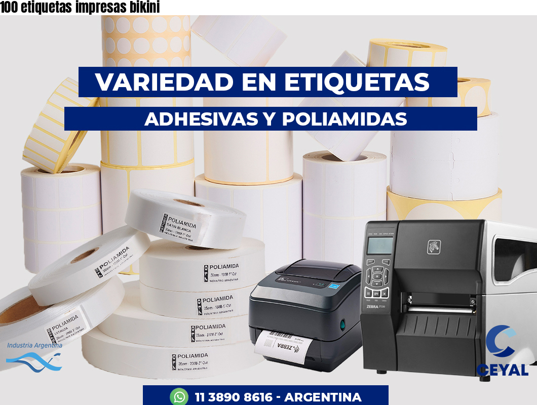 100 etiquetas impresas bikini