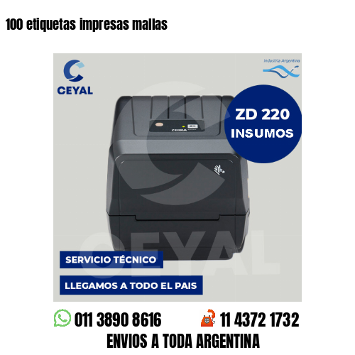 100 etiquetas impresas mallas