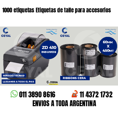 1000 etiquetas Etiquetas de talle para accesorios