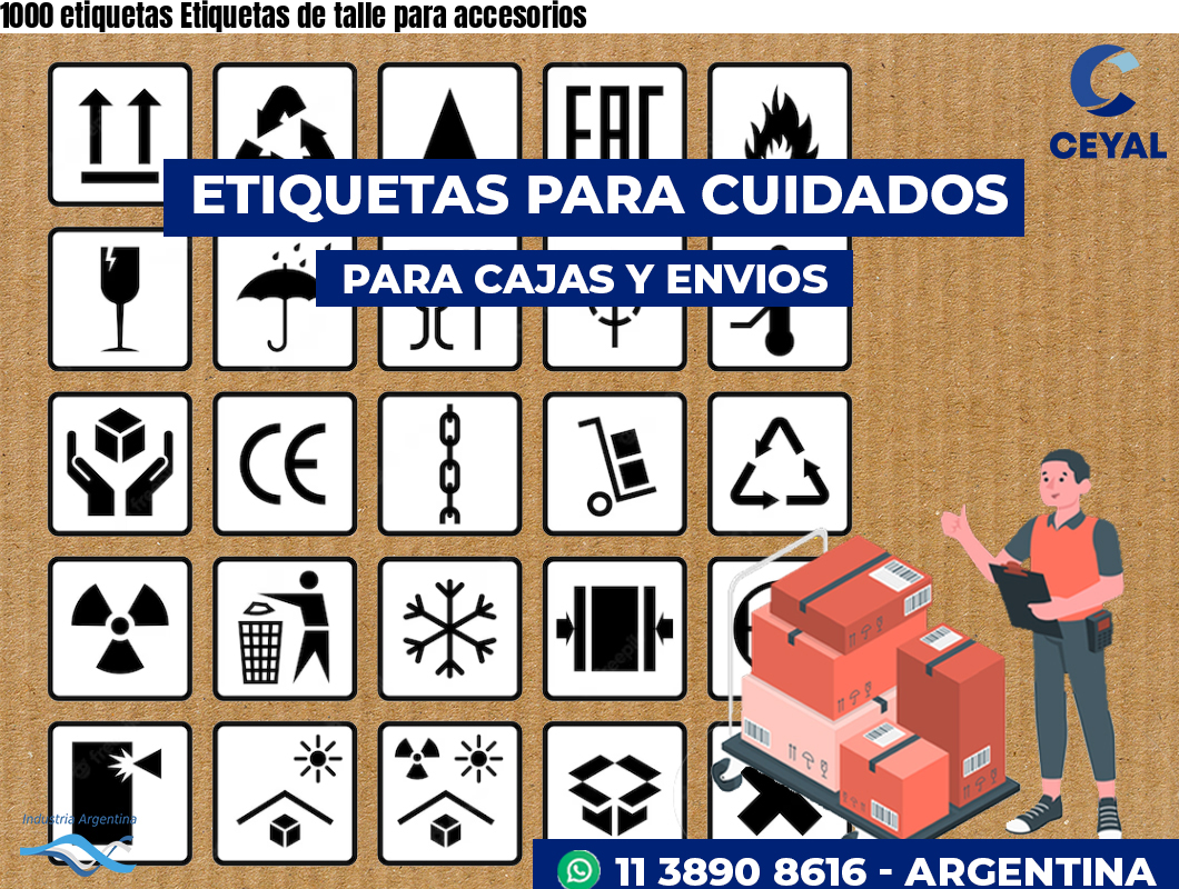 1000 etiquetas Etiquetas de talle para accesorios